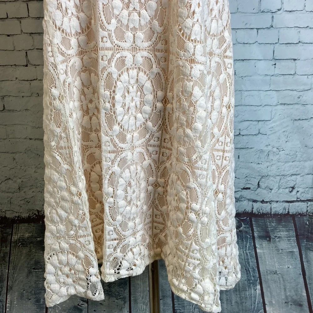 Free People Wallflower Cream Nude Lace Mini Dress Sz XS Feminine Cute Romantic - Picture 5 of 16